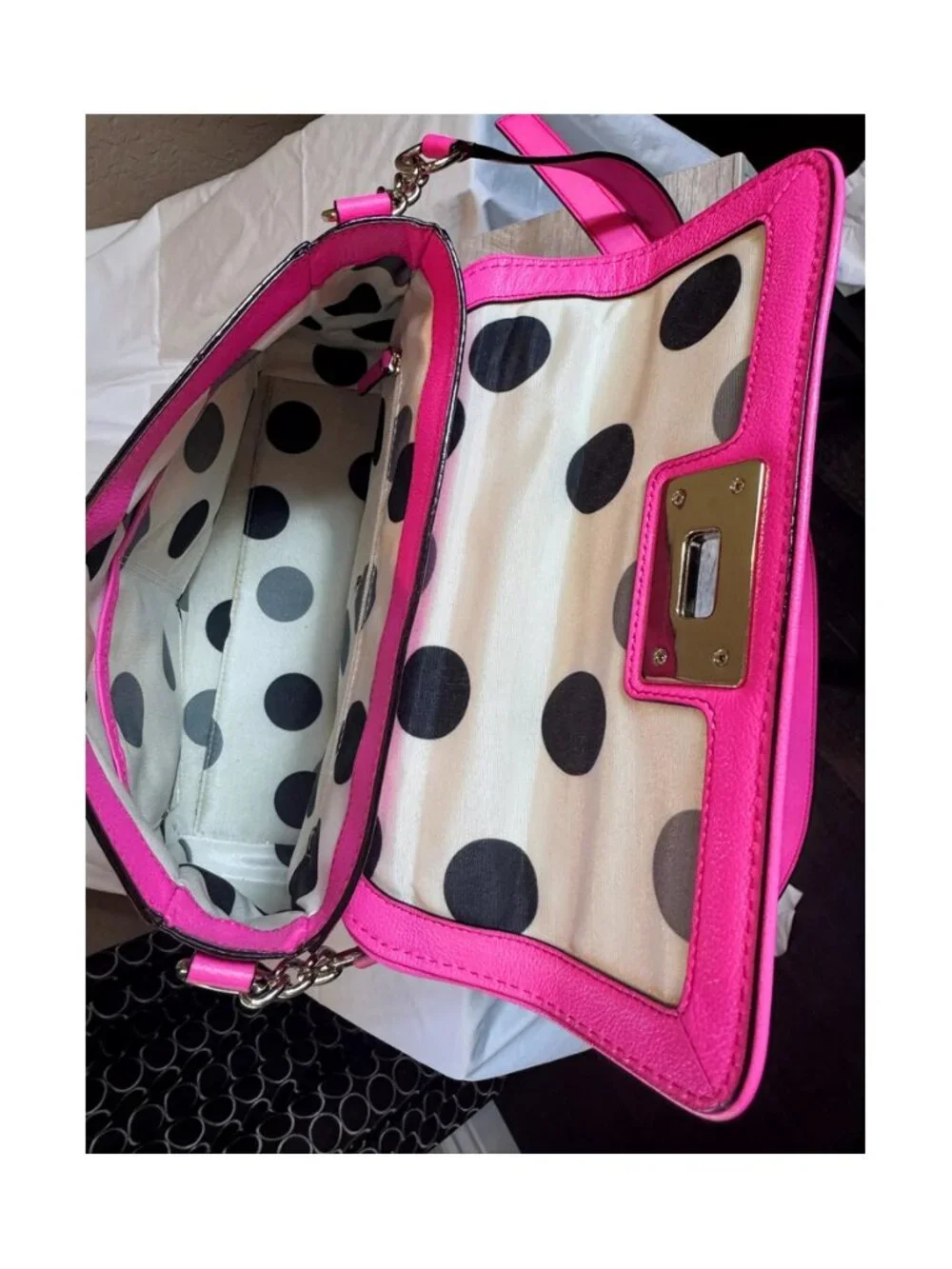 Kate Spade Hot Pink Pebbled Leather Satchel Top Handle Crossbody Bag